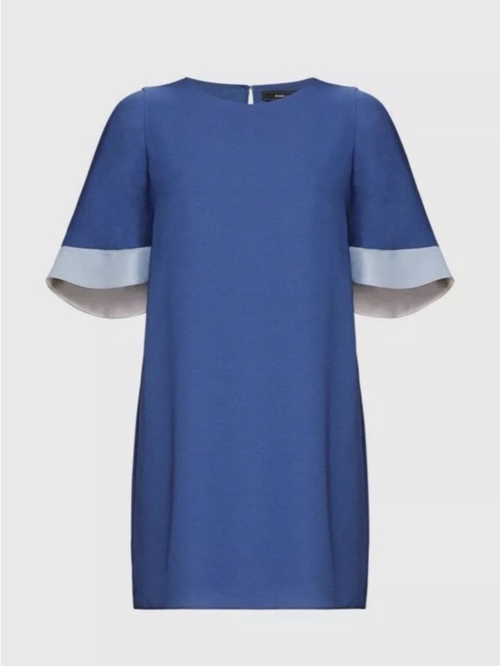 BCBGMaxAzria Philippa Color Blocked Shift Dress Size S Blue Shore Sleeves Mini - Picture 11 of 12